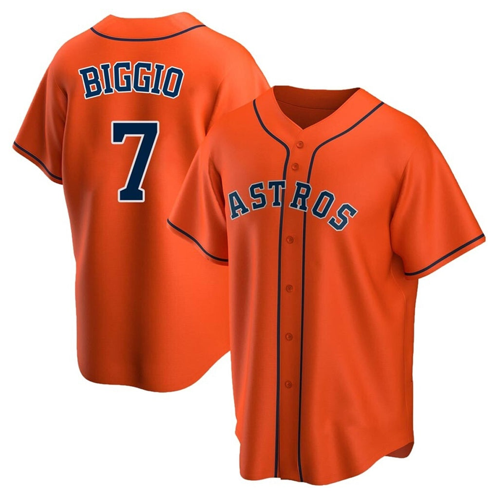 Kooe H.Astros #7 Craig Biggio Player Orange Home Game Stitched Jerseys