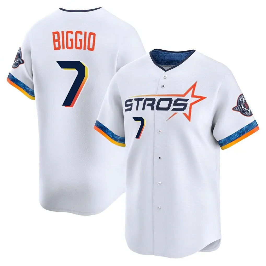 Kooe H.Astros #7 Craig Biggio Player White City Connect Limited Home Stitched Jerseys
