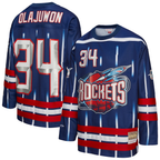 Kooe H.Rockets #34 Hakeem Olajuwon Mitchell & Ness Navy Maxxed Out Fashion Hockey Stitched Jerseys