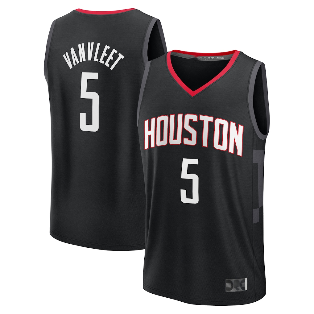 Kooe H.Rockets #5 Fred VanVleet Black Fast Break Replica Player Stitched Jerseys-Statement Edition