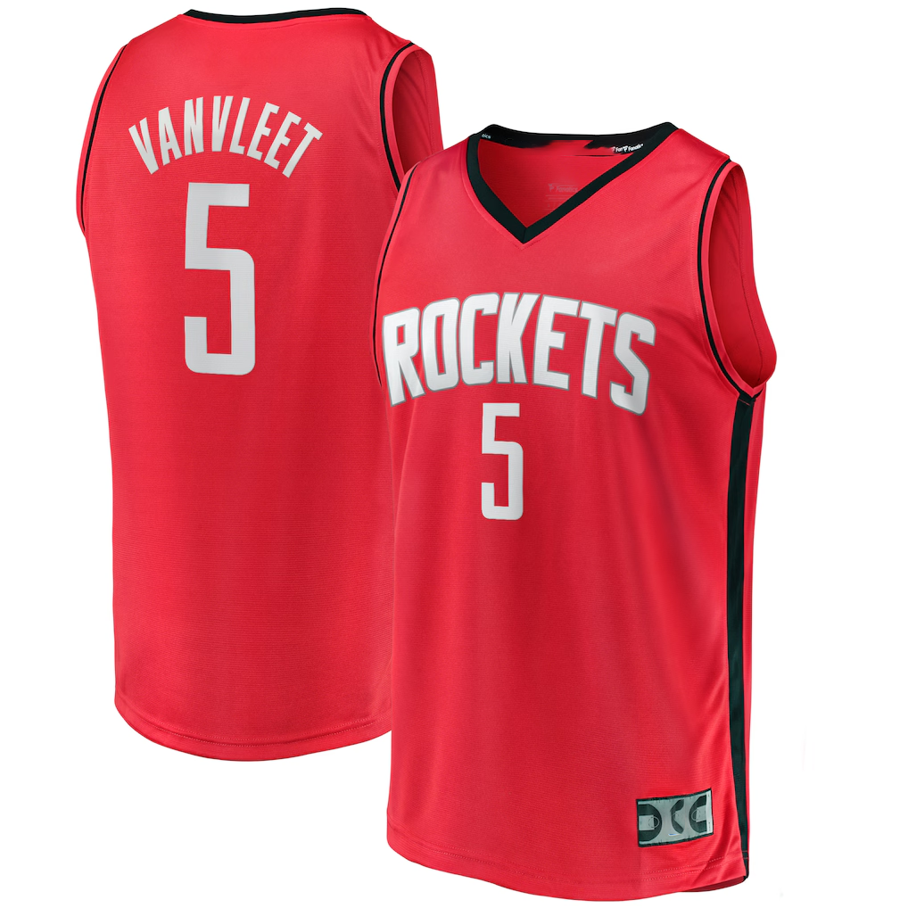 Kooe H.Rockets #5 Fred VanVleet Red Fast Break Replica Player Stitched Jerseys-Icon Edition