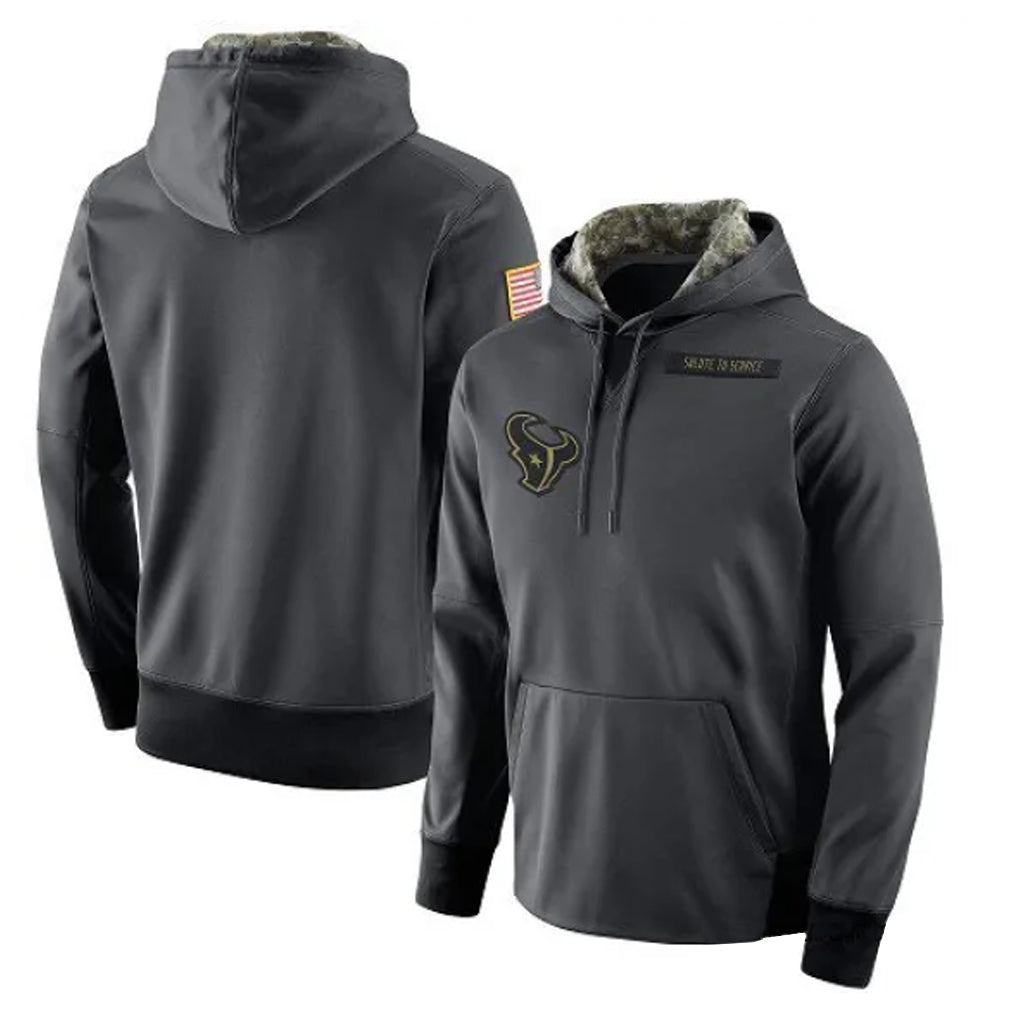 Kooe H.Texans Anthracite Salute to Service Performance Hoodie Blank Player Stitched Jerseys