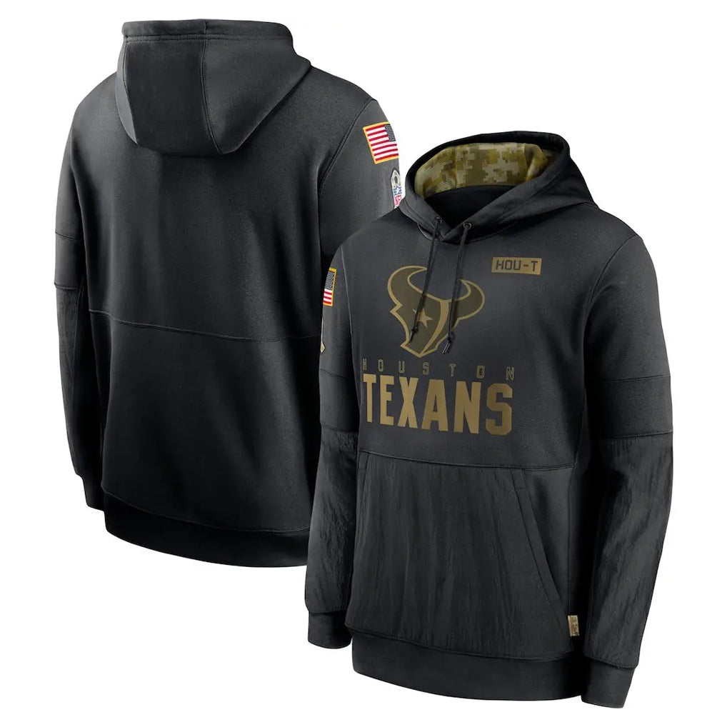 Kooe H.Texans Black Salute to Service Hoodies Limited Game Blank Player Stitched Jerseys