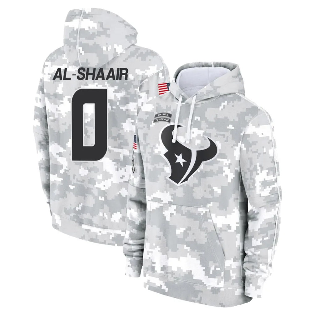 Kooe H.Texans #0 Azeez Al-Shaair Player Arctic Camo Salute to Service Hoodies Limited Game Stitched Jerseys