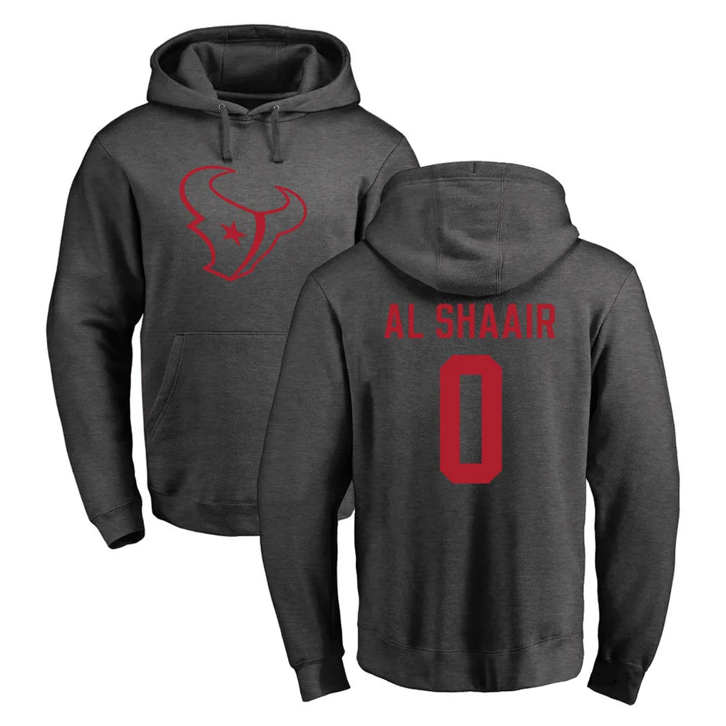 Kooe H.Texans #0 Azeez Al-Shaair Player Gray Pro Line Pullover Hoodie Limited Game Stitched Jerseys