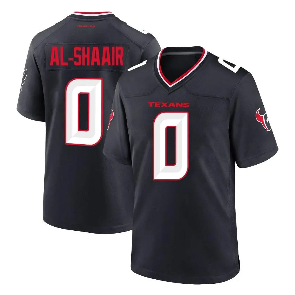 Kooe H.Texans #0 Azeez Al-Shaair Player Navy Team Home Game Stitched Jerseys