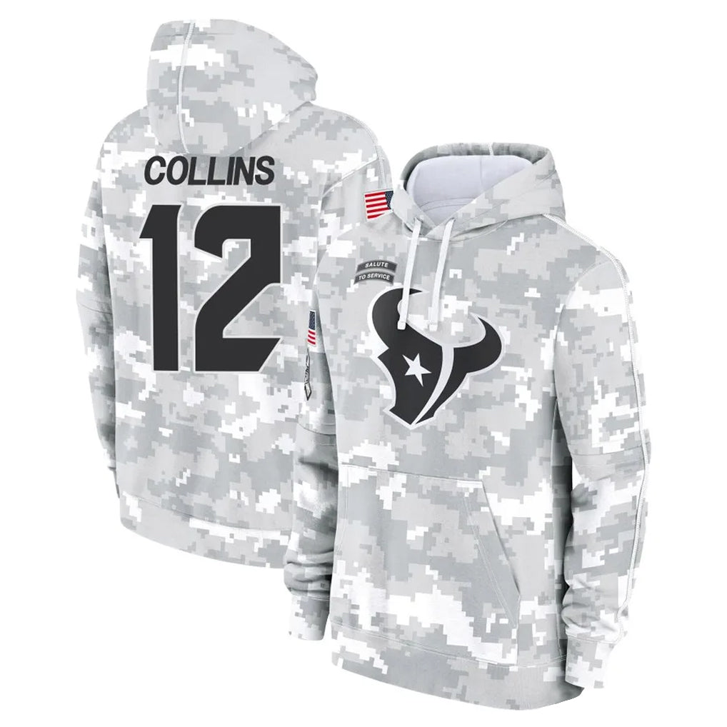 Kooe H.Texans #12 Nico Collins Player Arctic Camo Salute to Service Hoodies Limited Game Stitched Jerseys