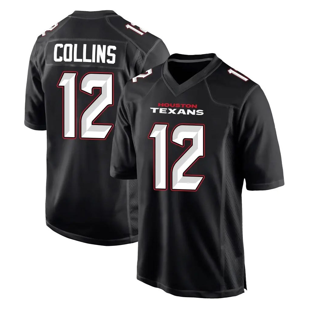 Kooe H.Texans #12 Nico Collins Player Carbon Black Fashion Home Game Stitched Jerseys