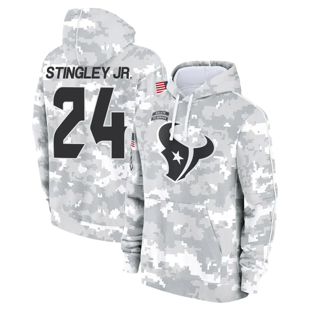 Kooe H.Texans #24 Derek Stingley Jr. Player Arctic Camo Salute to Service Hoodies Limited Game Stitched Jerseys
