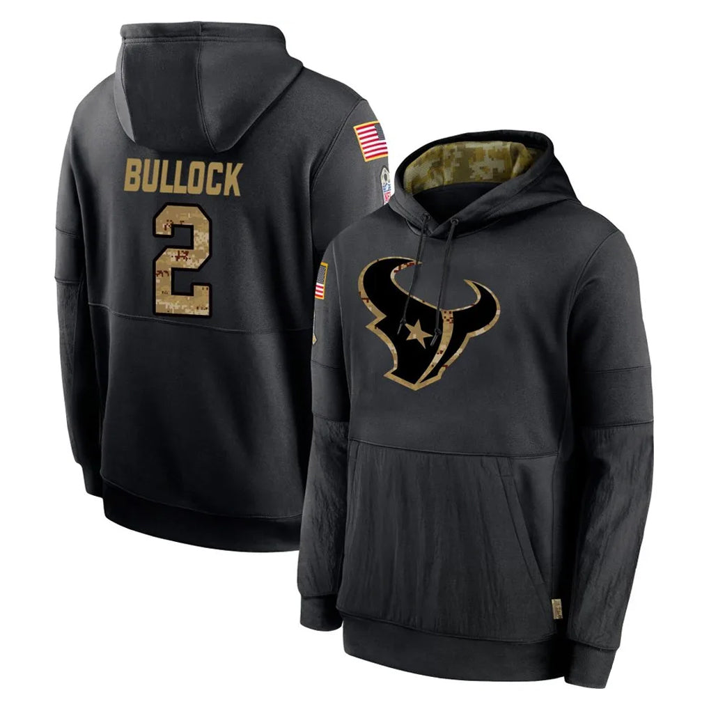 Kooe H.Texans #2 Calen Bullock Player Black Salute to Service Hoodies Limited Game Stitched Jerseys