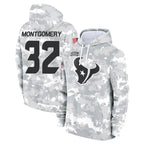 Kooe H.Texans #32 David Montgomery Player Arctic Camo Salute to Service Hoodies Limited Game Stitched Jerseys