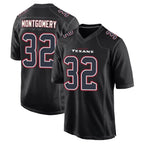Kooe H.Texans #32 David Montgomery Player Black Fashion Home Game Stitched Jerseys