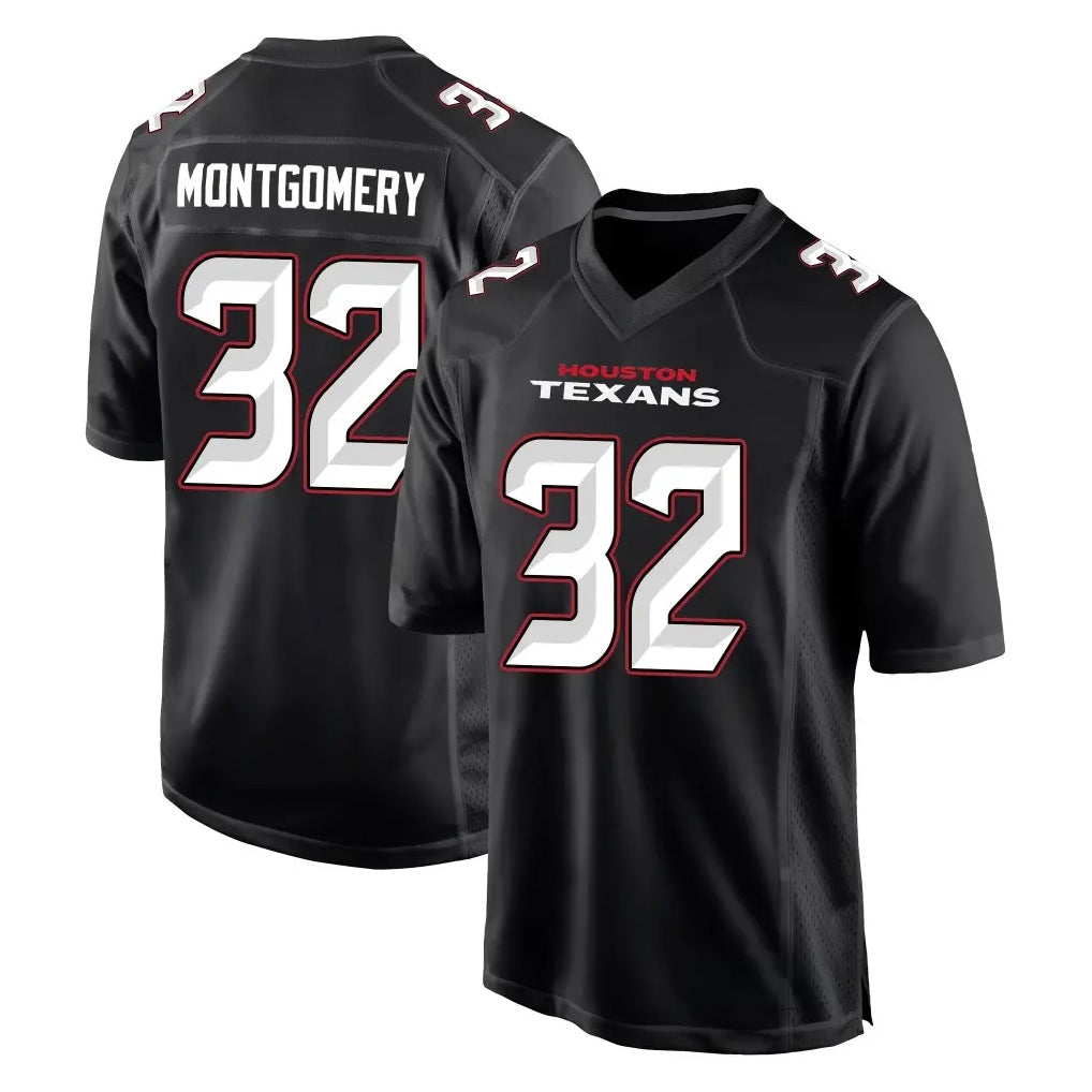 Kooe H.Texans #32 David Montgomery Player Carbon Black Fashion Home Game Stitched Jerseys