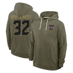 Kooe H.Texans #32 David Montgomery Player Olive Salute to Service Pullover Hoodies Limited Stitched Jerseys