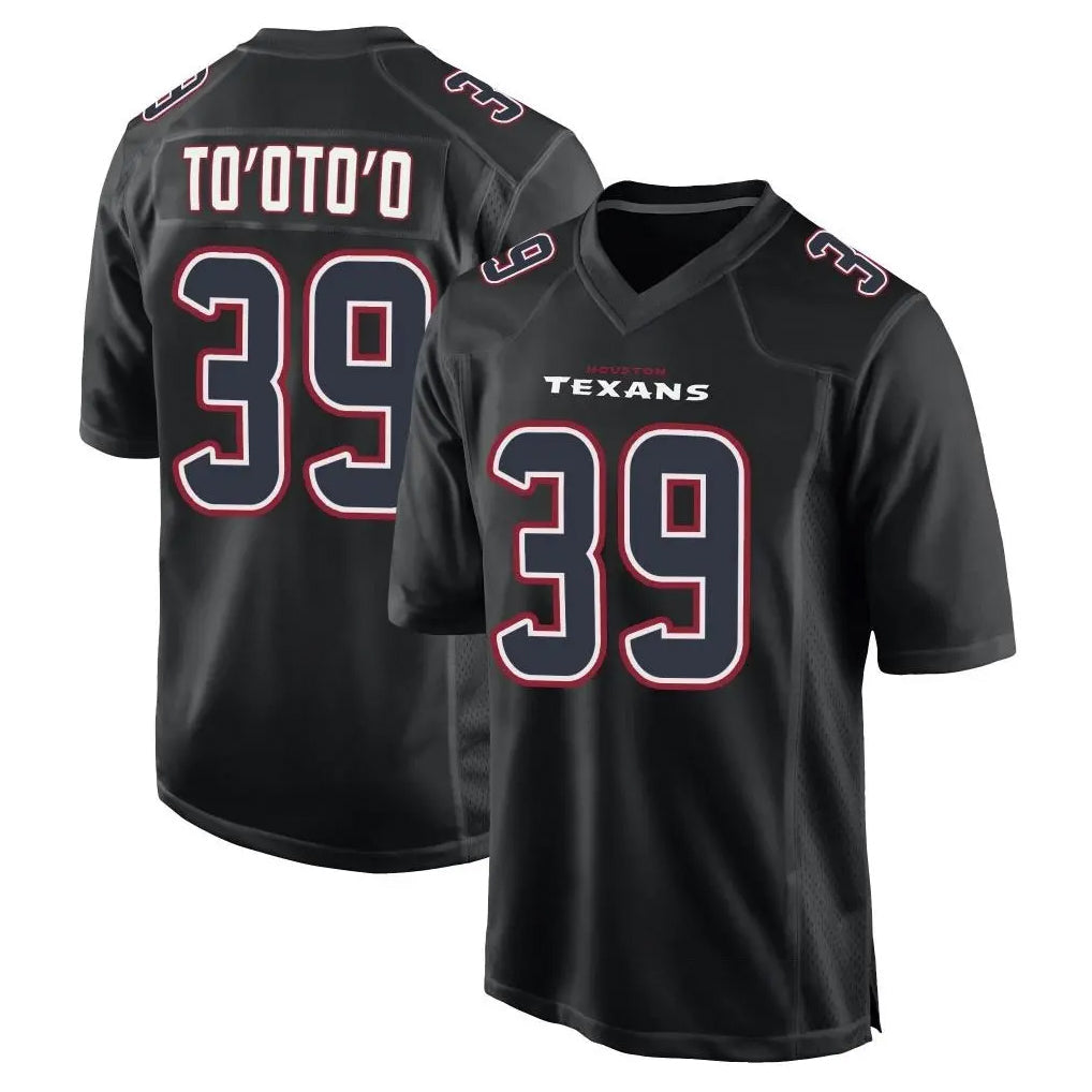 Kooe H.Texans #39 Henry To'oTo'o Player Black Fashion Home Game Stitched Jerseys