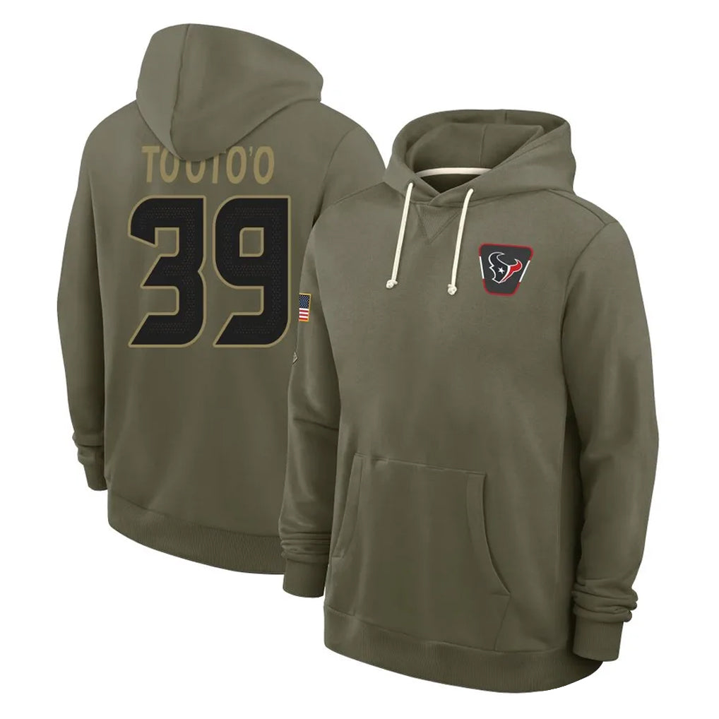 Kooe H.Texans #39 Henry To'oTo'o Player Olive Salute to Service Pullover Hoodies Limited Stitched Jerseys