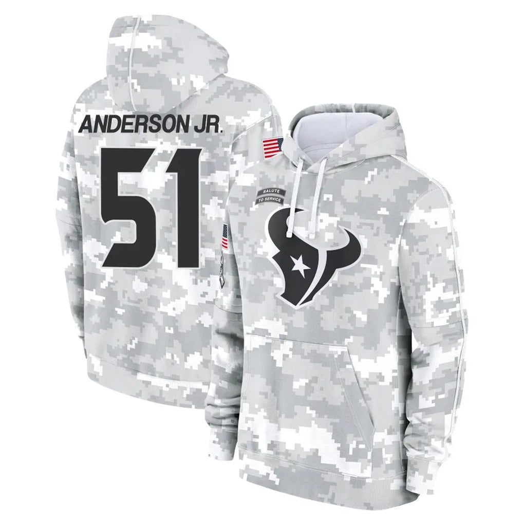Kooe H.Texans #51 Will Anderson Jr. Player Arctic Camo Salute to Service Hoodies Limited Game Stitched Jerseys