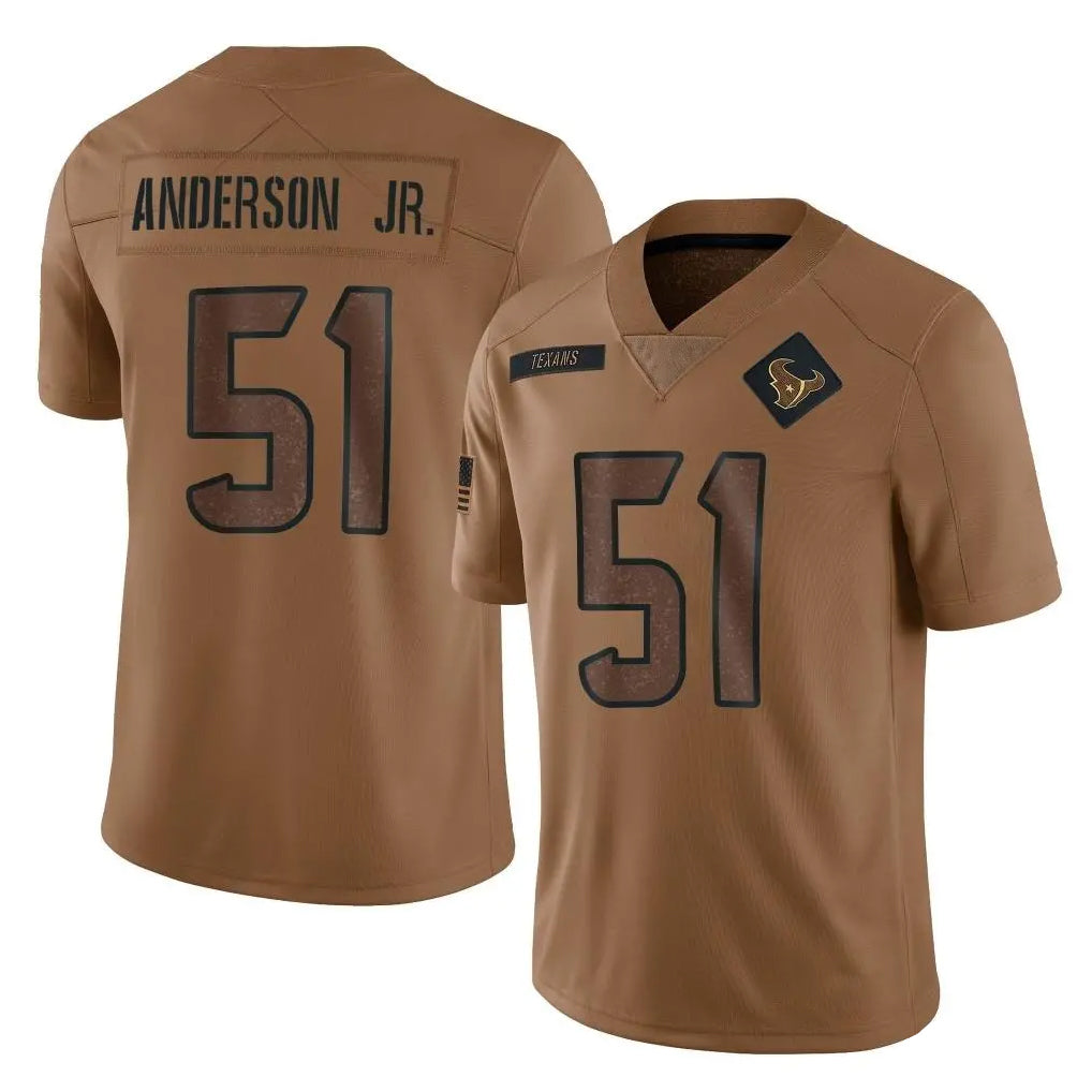 Kooe H.Texans #51 Will Anderson Jr. Player Brown Salute To Service Limited Stitched Jerseys
