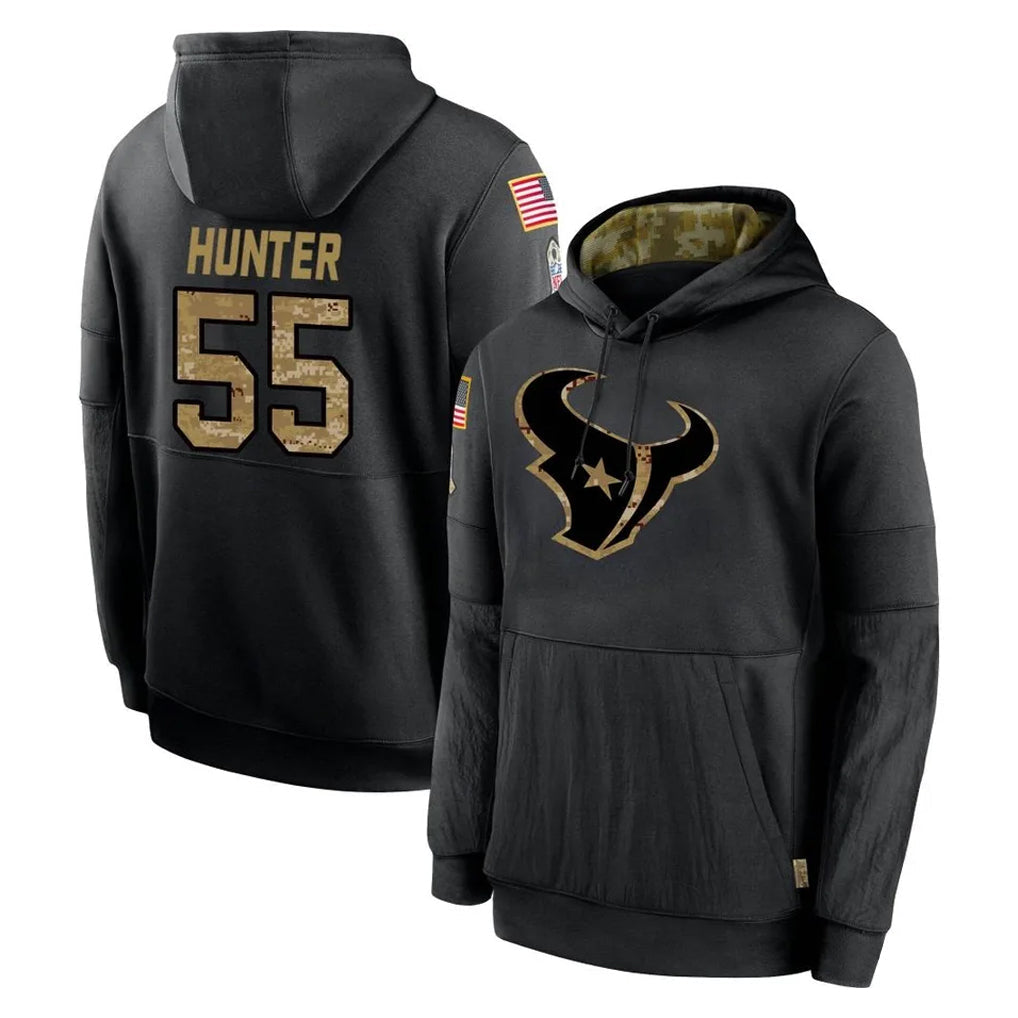 Kooe H.Texans #55 Danielle Hunter Player Black Salute to Service Hoodies Limited Game Stitched Jerseys