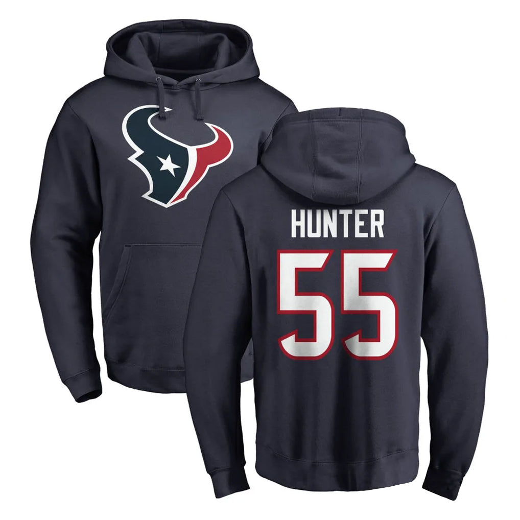Kooe H.Texans #55 Danielle Hunter Player Navy Pro Line Pullover Hoodie Limited Game Stitched Jerseys