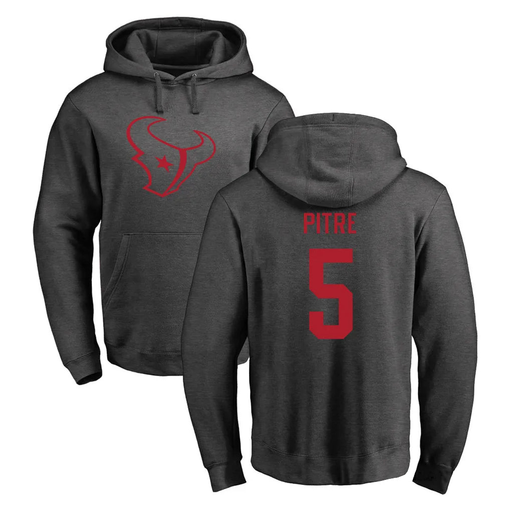Kooe H.Texans #5 Jalen Pitre Player Gray Pro Line Pullover Hoodie Limited Game Stitched Jerseys