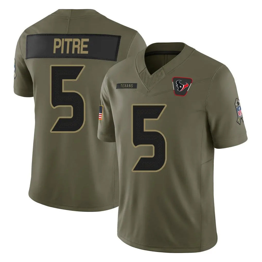 Kooe H.Texans #5 Jalen Pitre Player Olive 2025 Salute To Service Limited Game Stitched Jerseys