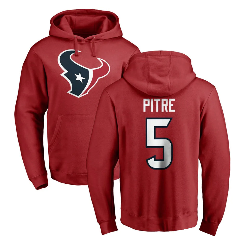 Kooe H.Texans #5 Jalen Pitre Player Red Pro Line Pullover Hoodie Limited Game Stitched Jerseys