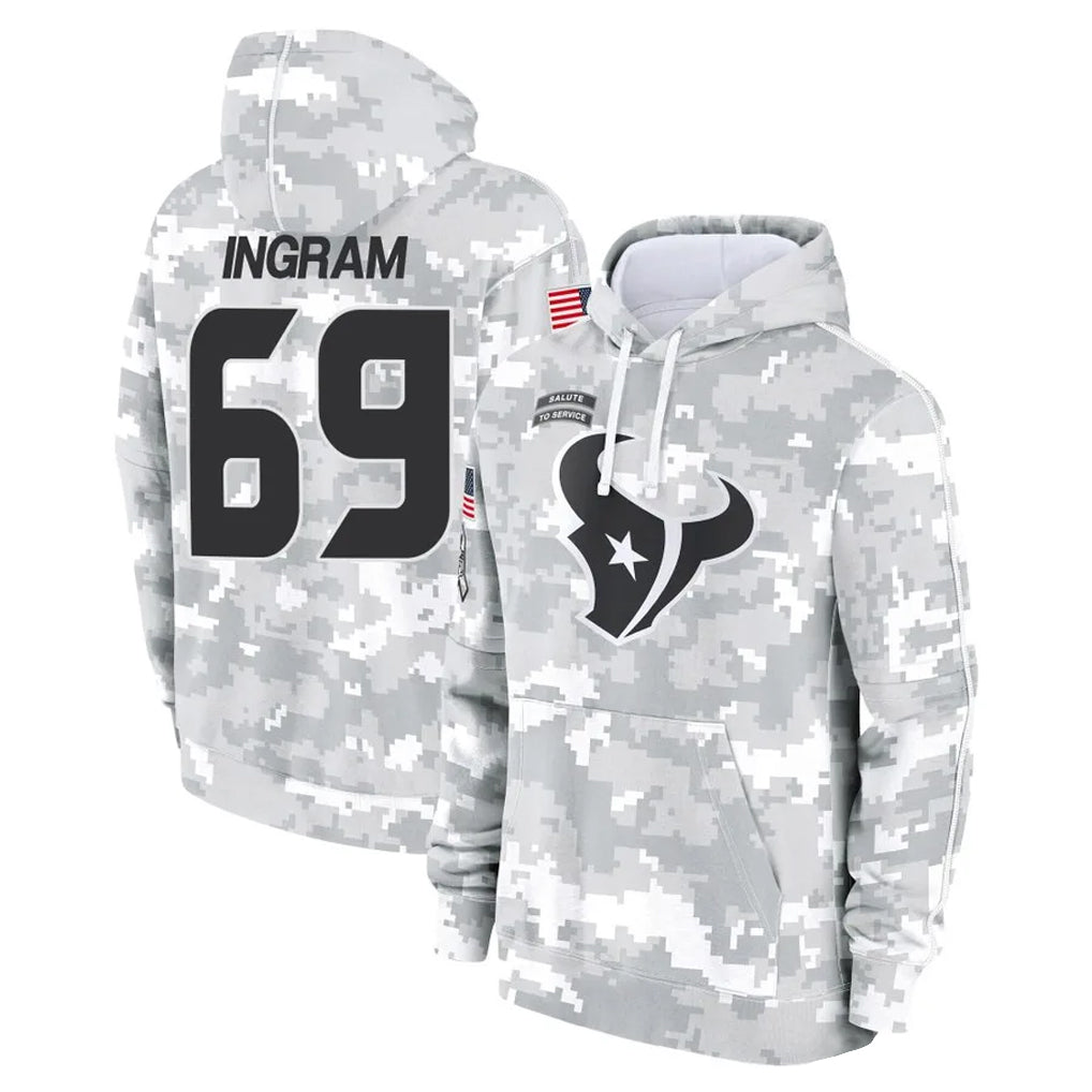 Kooe H.Texans #69 Ed Ingram Player Arctic Camo Salute to Service Hoodies Limited Game Stitched Jerseys