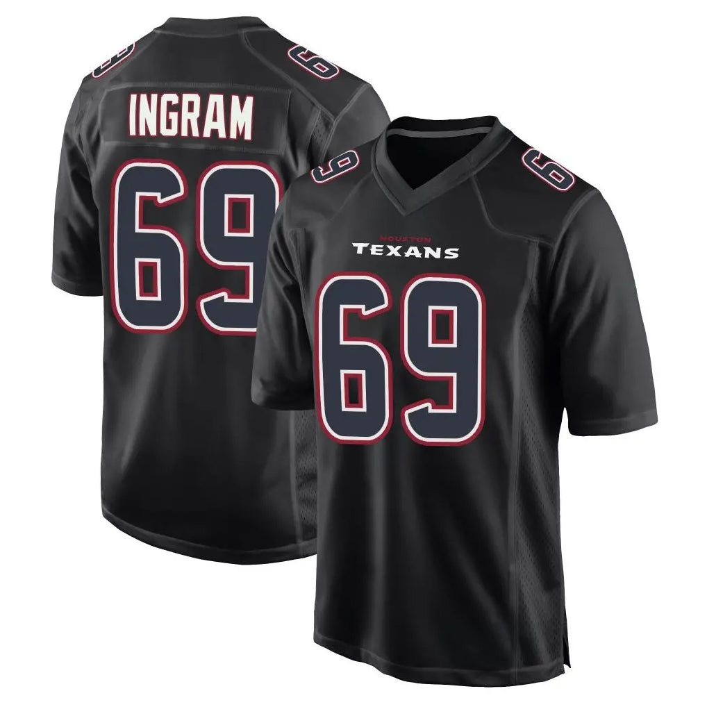 Kooe H.Texans #69 Ed Ingram Player Black Fashion Home Game Stitched Jerseys