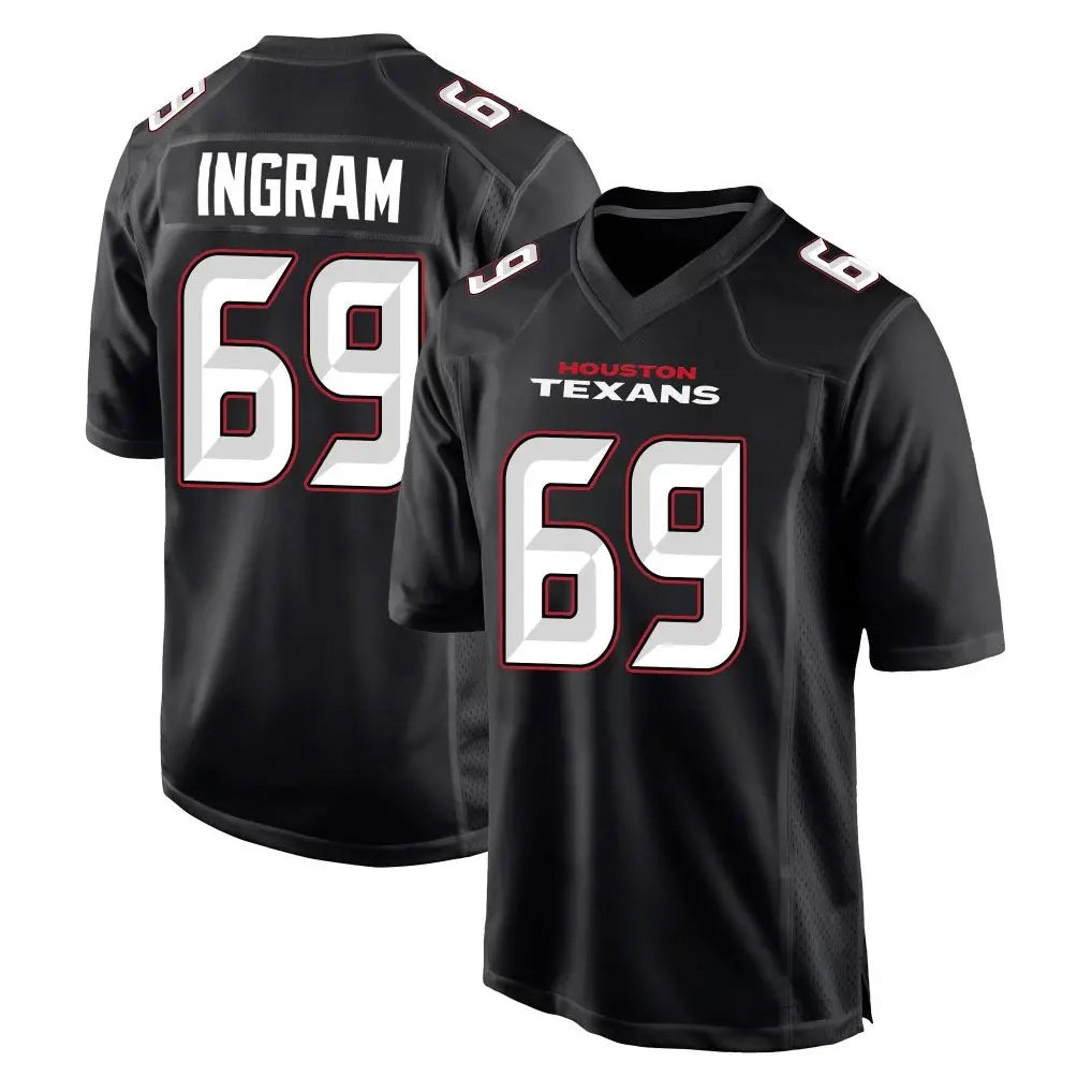 Kooe H.Texans #69 Ed Ingram Player Carbon Black Fashion Home Game Stitched Jerseys