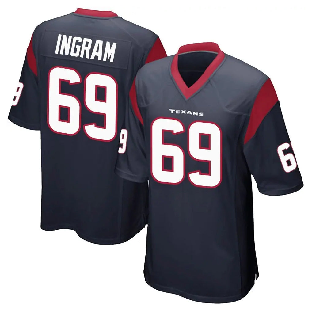 Kooe H.Texans #69 Ed Ingram Player Navy Home Game Stitched Jerseys