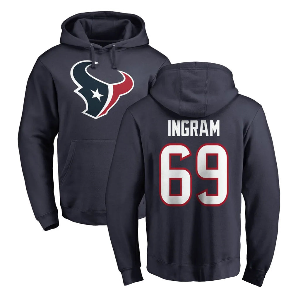Kooe H.Texans #69 Ed Ingram Player Navy Pro Line Pullover Hoodie Limited Game Stitched Jerseys