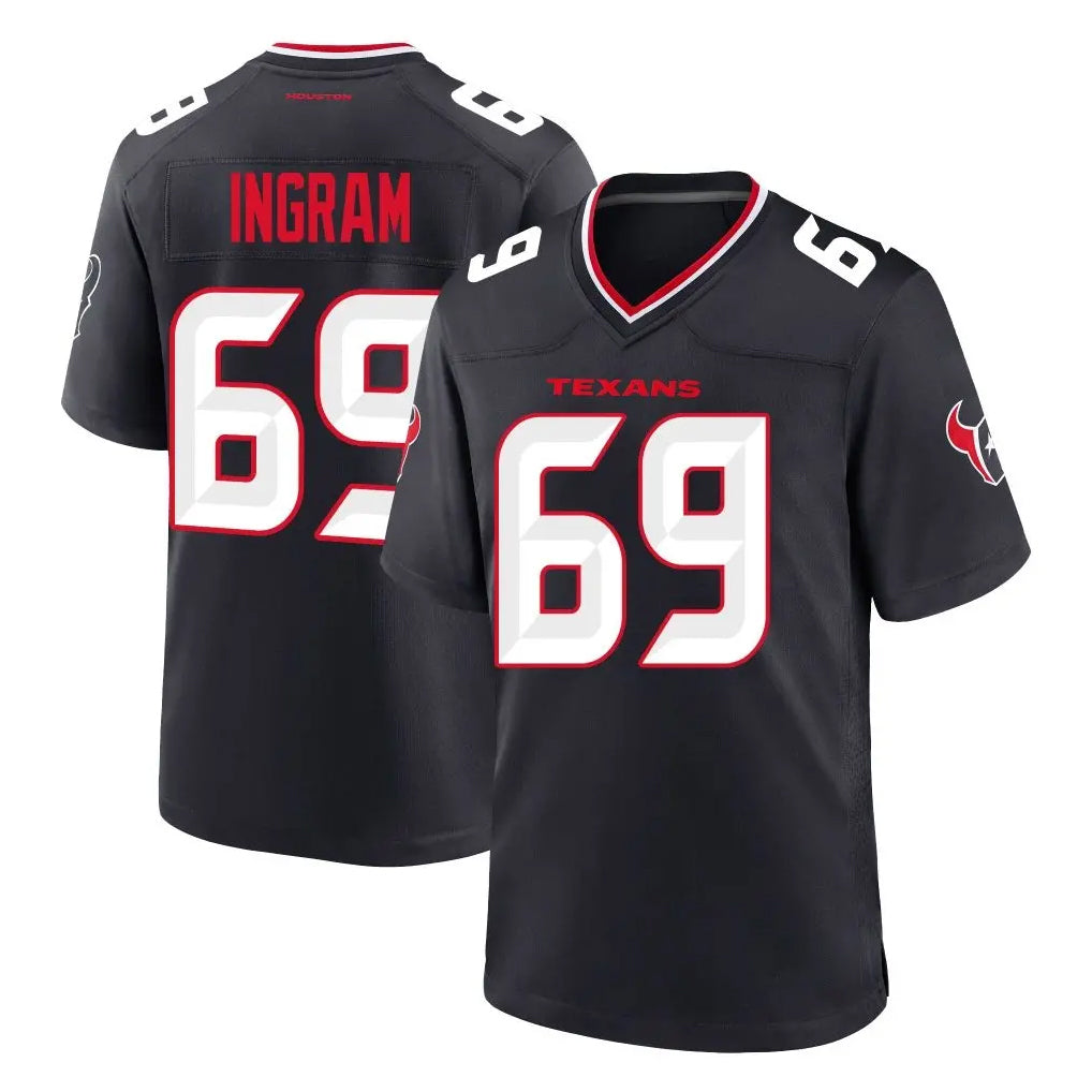 Kooe H.Texans #69 Ed Ingram Player Navy Team Home Game Stitched Jerseys