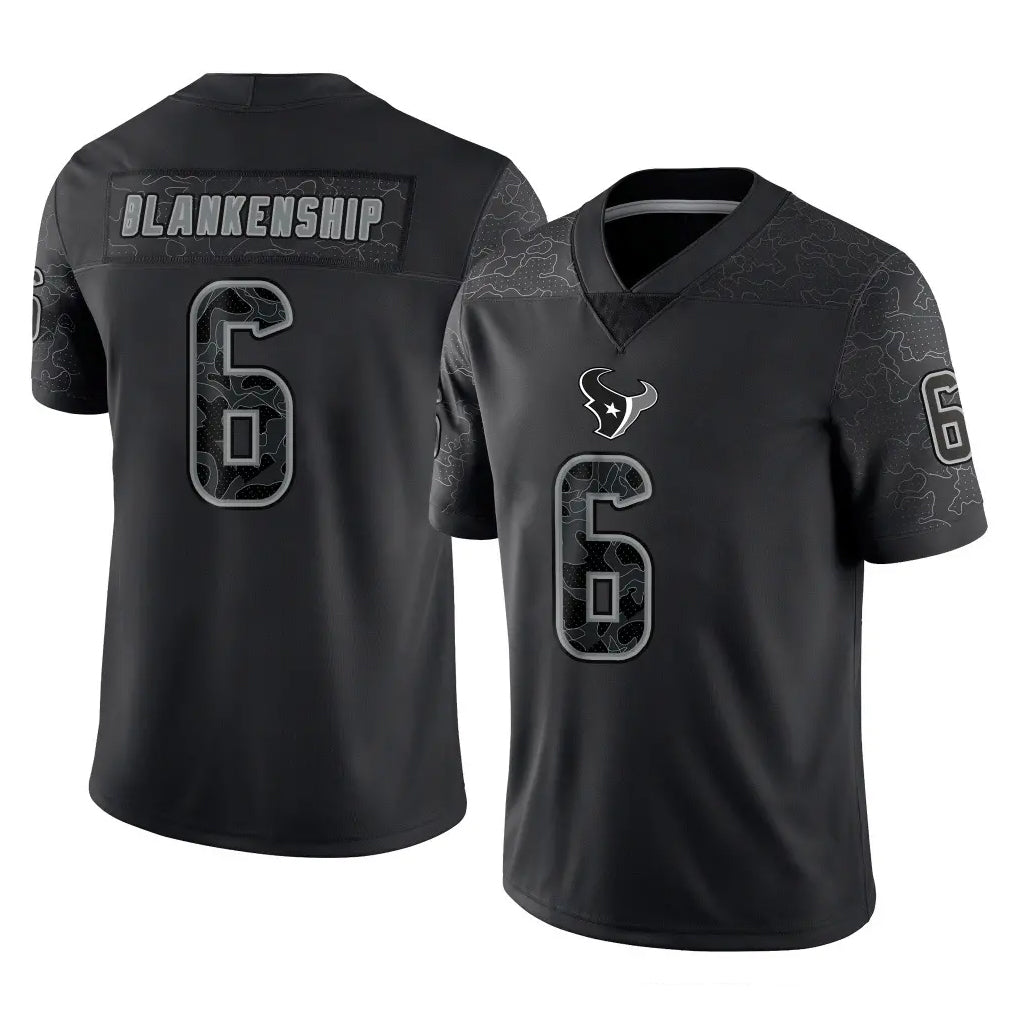 Kooe H.Texans #6 Reed Blankenship Player Black Reflective Limited Game Stitched Jerseys