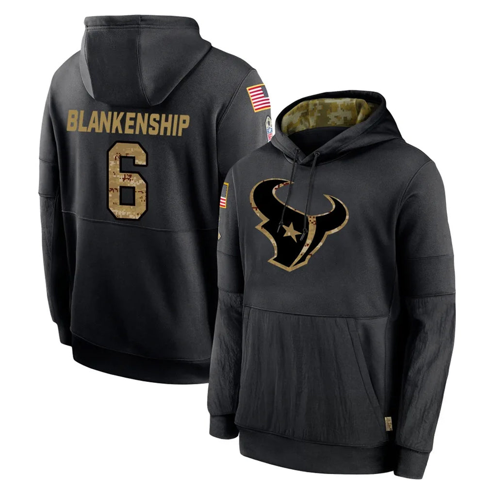 Kooe H.Texans #6 Reed Blankenship Player Black Salute to Service Hoodies Limited Game Stitched Jerseys