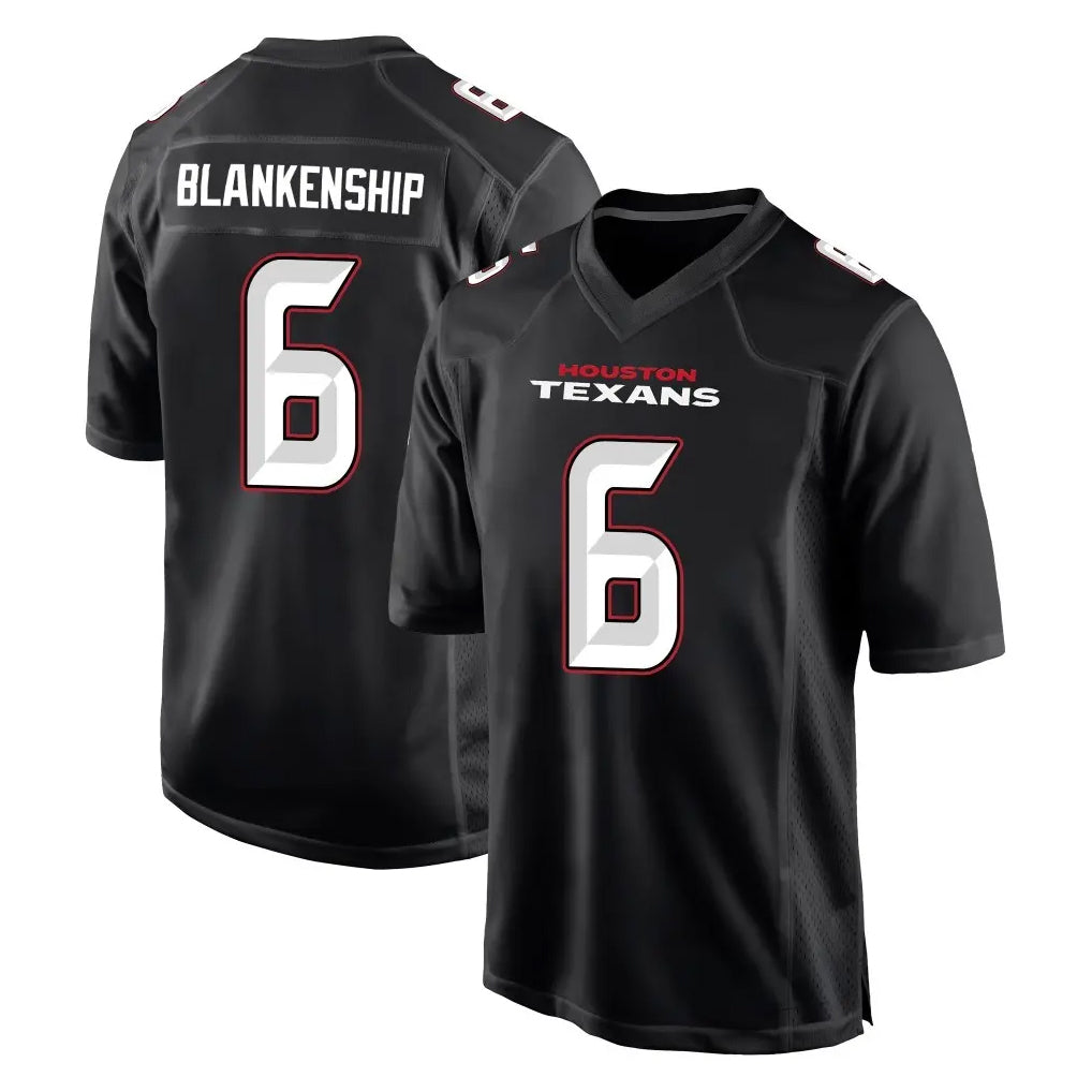 Kooe H.Texans #6 Reed Blankenship Player Carbon Black Fashion Home Game Stitched Jerseys