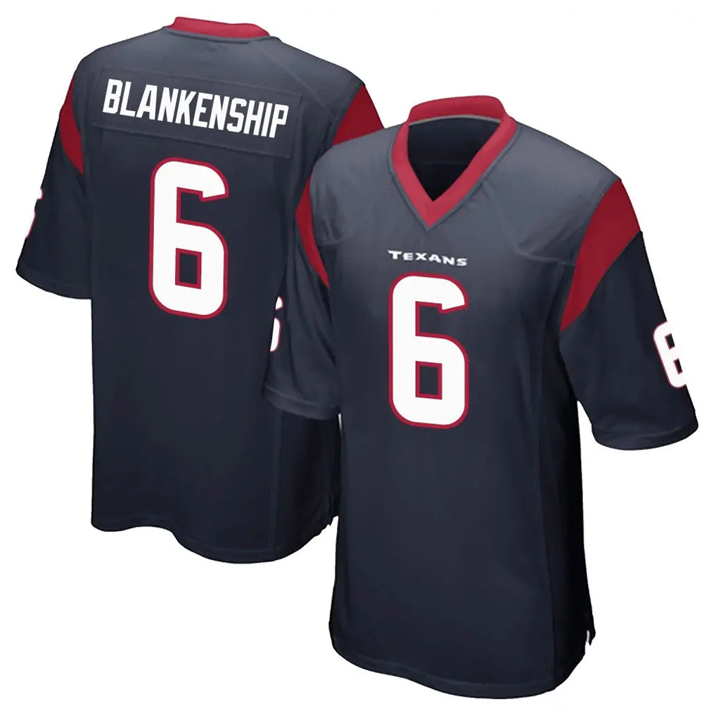 Kooe H.Texans #6 Reed Blankenship Player Navy Home Game Stitched Jerseys