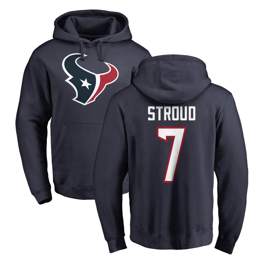Kooe H.Texans #7 CJ Stroud Player Navy Pro Line Pullover Hoodie Limited Game Stitched Jerseys