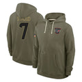 Kooe H.Texans #7 CJ Stroud Player Olive Salute to Service Pullover Hoodies Limited Stitched Jerseys