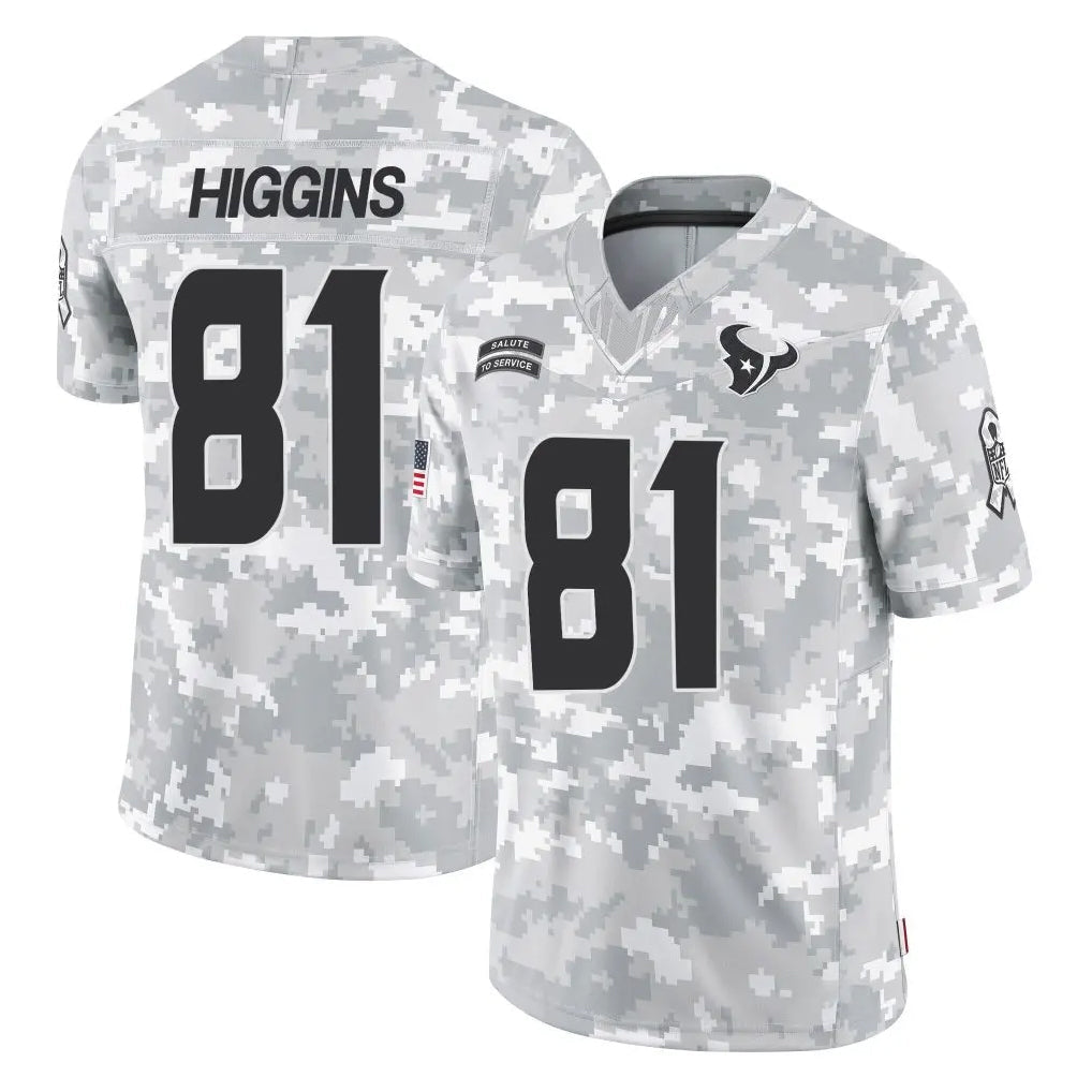 Kooe H.Texans #81 Jayden Higgins Player Arctic Camo Salute To Service Limited Game Stitched Jerseys