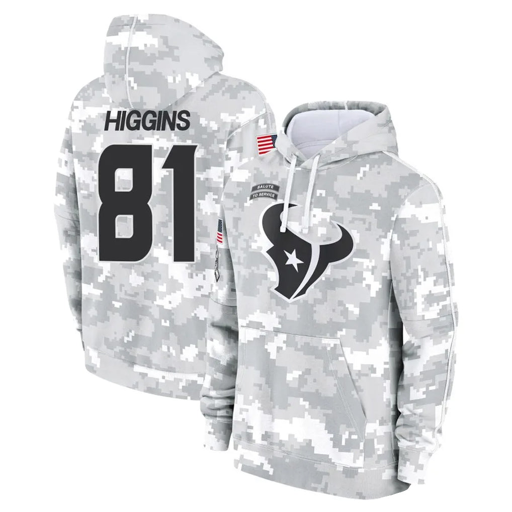 Kooe H.Texans #81 Jayden Higgins Player Arctic Camo Salute to Service Hoodies Limited Game Stitched Jerseys