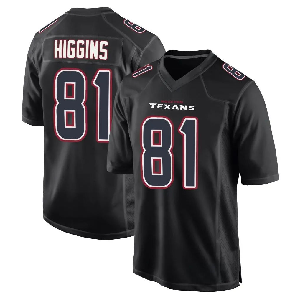 Kooe H.Texans #81 Jayden Higgins Player Black Fashion Home Game Stitched Jerseys