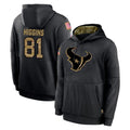 Kooe H.Texans #81 Jayden Higgins Player Black Salute to Service Hoodies Limited Game Stitched Jerseys