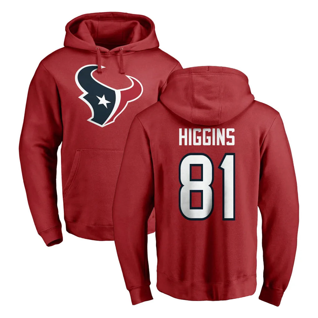 Kooe H.Texans #81 Jayden Higgins Player Red Pro Line Pullover Hoodie Limited Game Stitched Jerseys