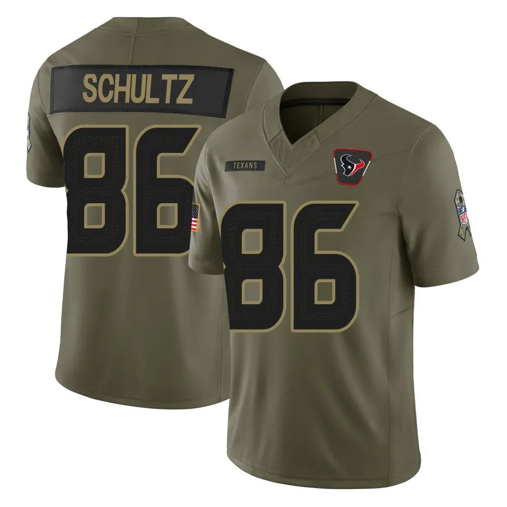 Kooe H.Texans #86 Dalton Schultz Player Olive 2025 Salute To Service Limited Game Stitched Jerseys