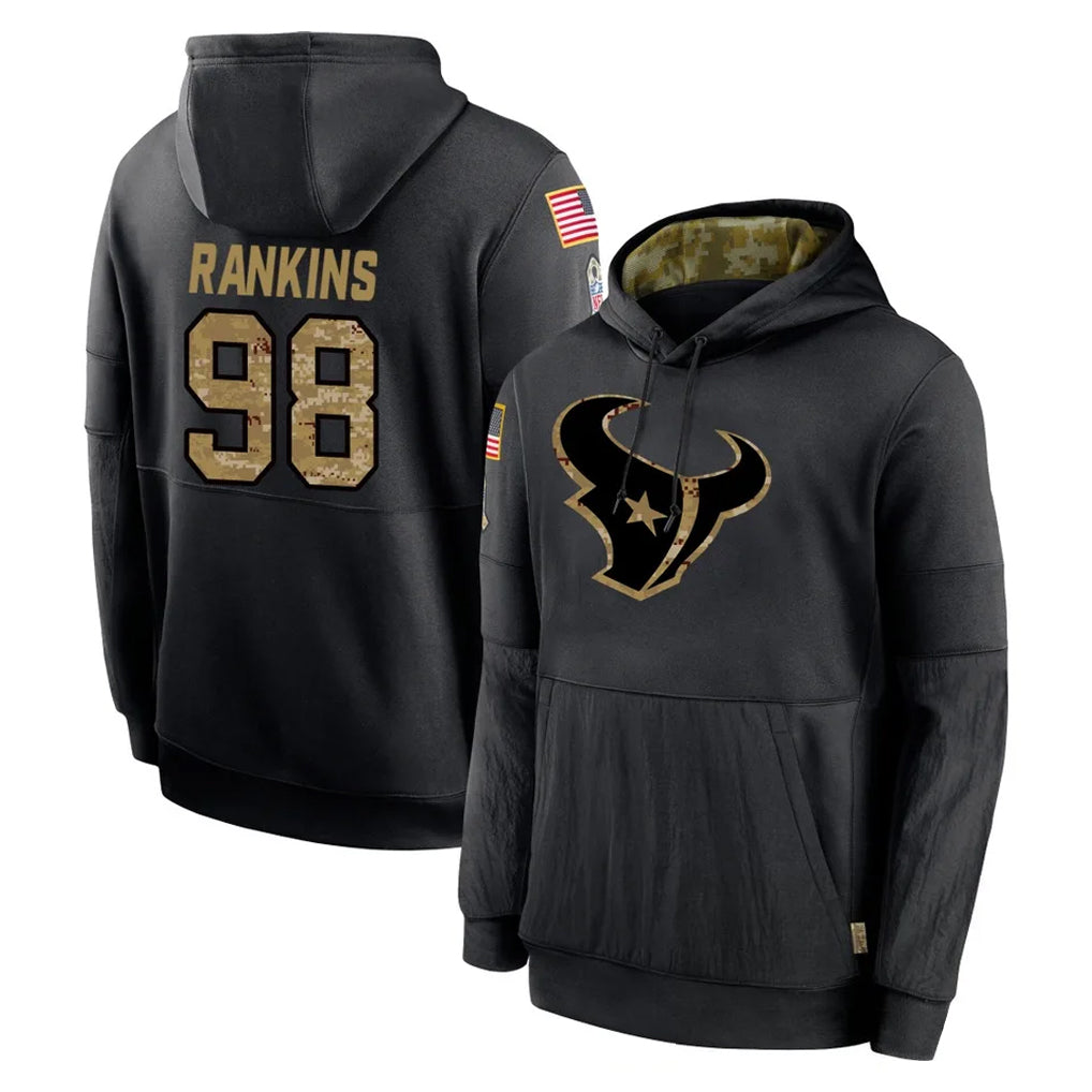 Kooe H.Texans #98 Sheldon Rankins Player Black Salute to Service Hoodies Limited Game Stitched Jerseys