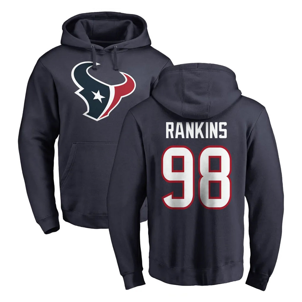 Kooe H.Texans #98 Sheldon Rankins Player Navy Pro Line Pullover Hoodie Limited Game Stitched Jerseys