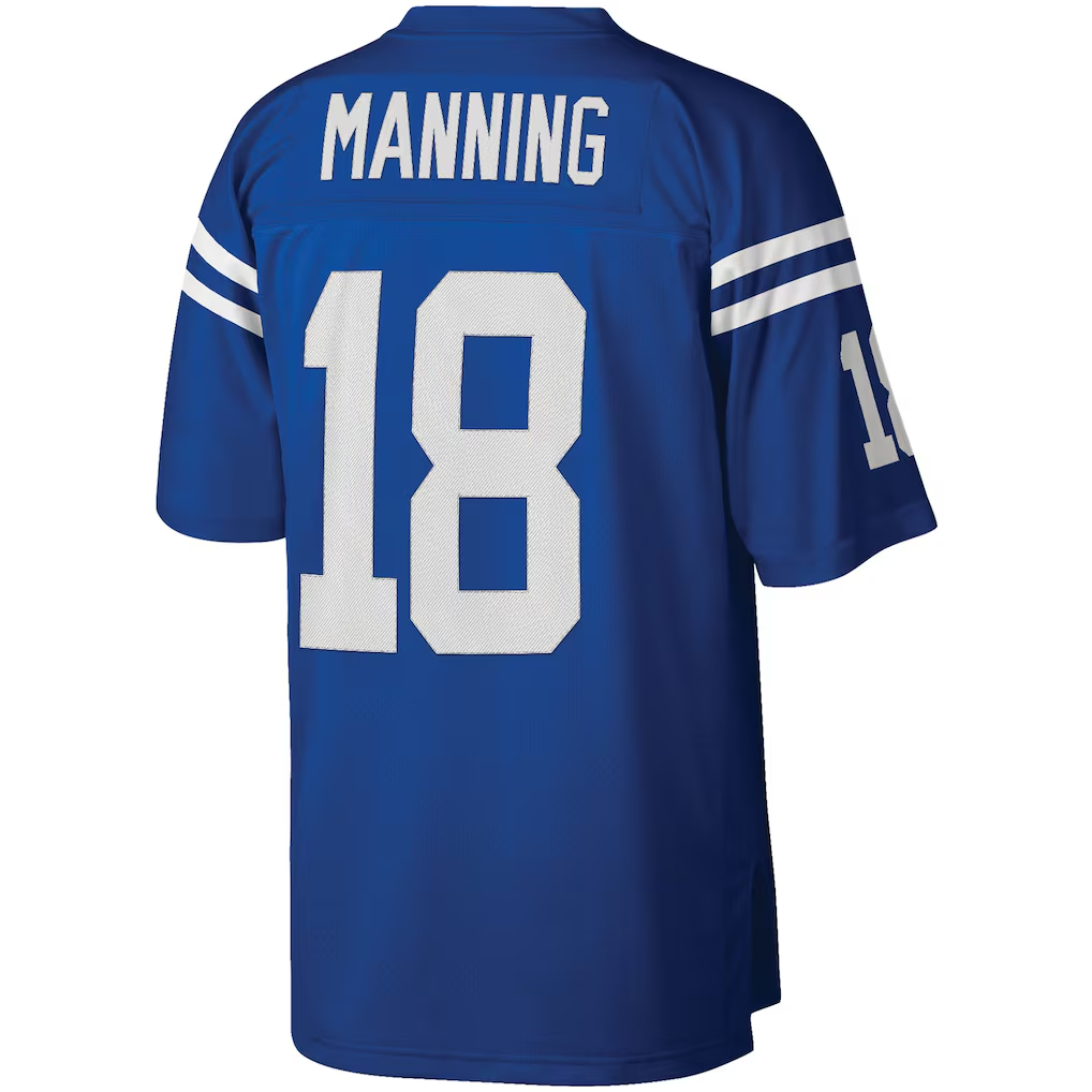 Kooe IN.Colts #18 Peyton Manning Mitchell & Ness Royal Big & Tall 1998 Retired Player Replica Stitched Puhic  Jersey