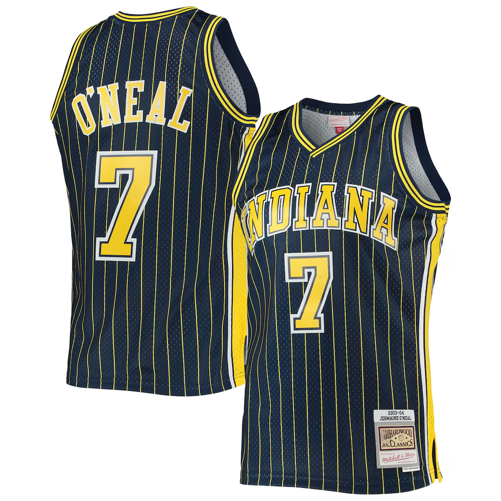 Kooe I.Pacers #7 Jermaine O'Neal Mitchell & Ness Navy 200304 Hardwood Classics Swingman Jerseys