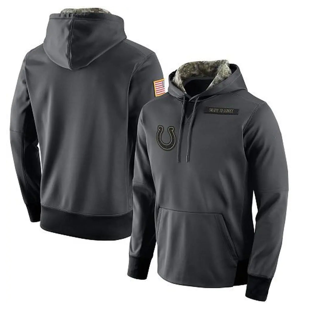 Kooe IN.Colts Gray Salute to Service Performance Hoodies Limited Game Stitched Jerseys
